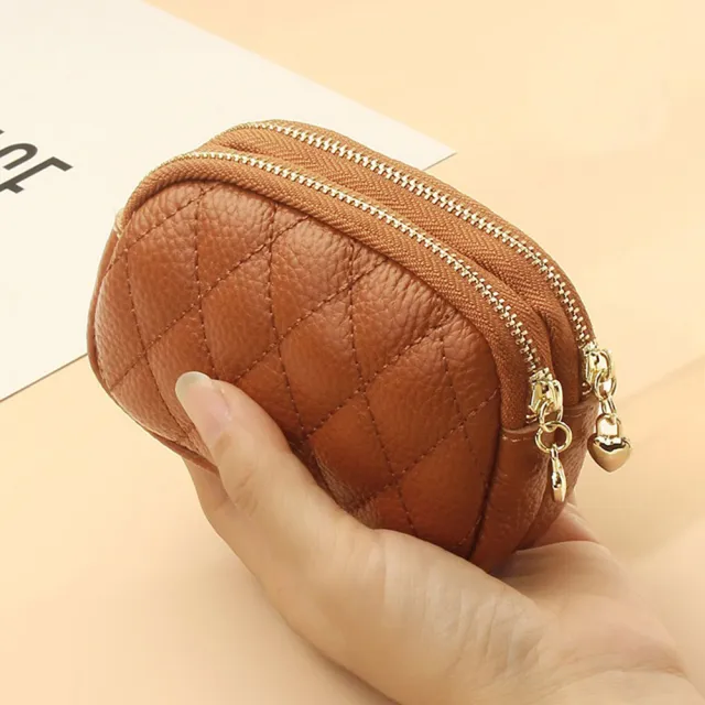 【MoonDy】包包 魚子醬零錢包 零錢包 錢包女 真皮包包 零錢包 雙拉鏈零錢包 牛皮零錢包 小