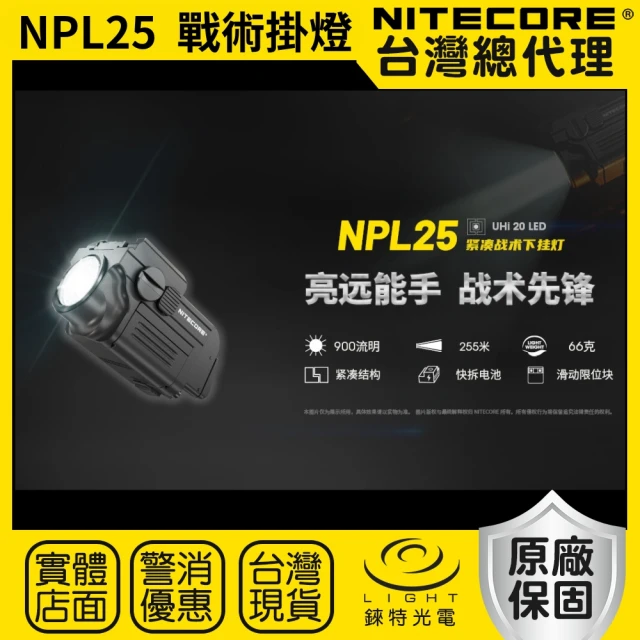 NITECORE 錸特光電NPL25 900流明 255米 戰術掛燈(戰術燈 快拆電池 GL/皮卡汀尼軌道 下掛式)