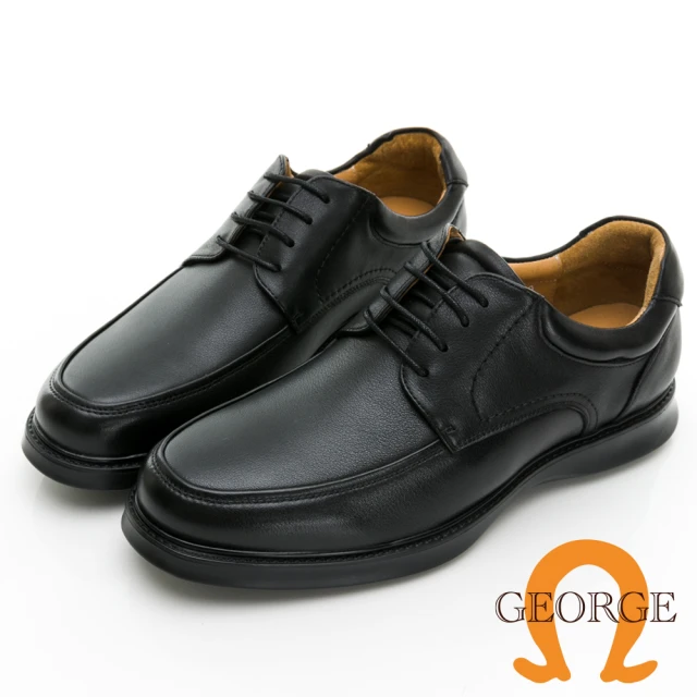 GEORGE 喬治皮鞋 核心氣墊 真皮漸層刷色免綁帶牛津鞋 
