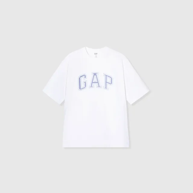 【GAP】男裝 Logo純棉圓領短袖T恤 厚磅密織親膚系列-白色(892185)