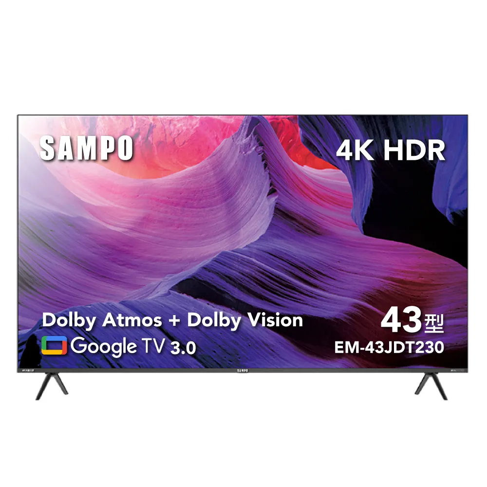 【SAMPO 聲寶】43型4K Google TV連網智慧顯示器+視訊盒(EM-43JDT230+MT-230)