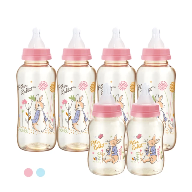 奇哥 比得兔PPSU標準奶瓶6入組-320ml x4 + 150ml x2(2色選擇)