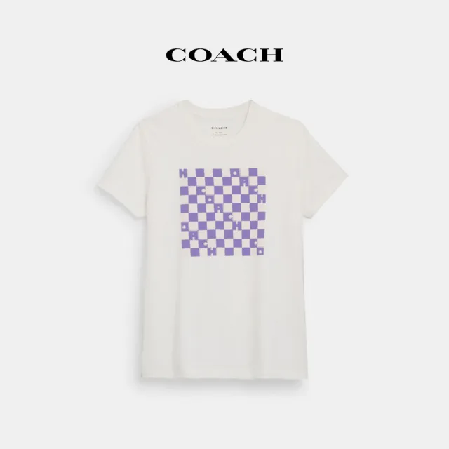 【COACH蔻馳官方直營】棋盤格棉質T恤-白色(CR901)