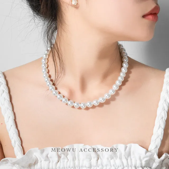 【MEOWU】NC1436 A級玻璃珍珠項鍊 10mm(NC1436)