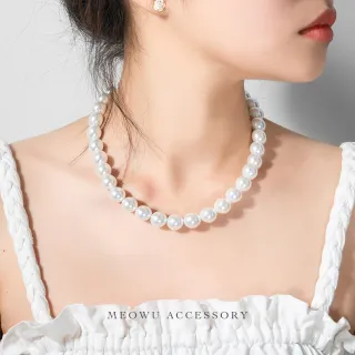 【MEOWU】NC1436 A級玻璃珍珠項鍊 12mm(NC1436)