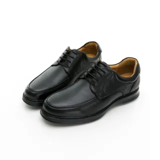 【GEORGE 喬治皮鞋】真皮U型繫帶商務機能平跟紳士鞋 -黑 415015CZ10