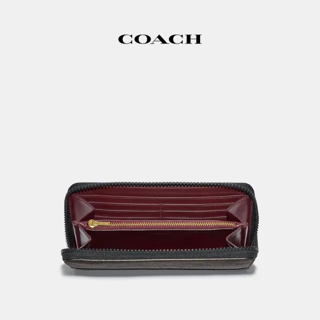 【COACH蔻馳官方直營】馬車Logo 風琴褶拉鍊錢包-B4/黑色 棕色(5255)