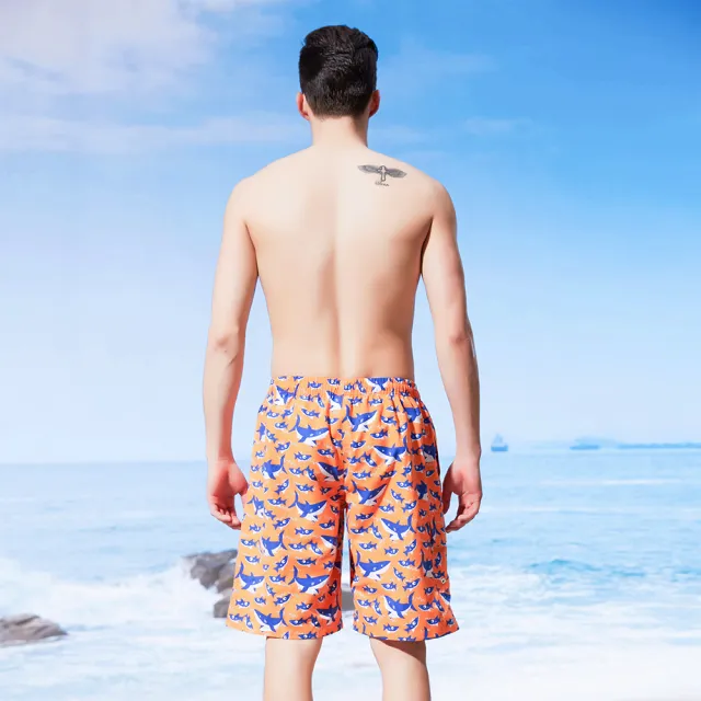 【Heatwave 熱浪】男款海灘褲橘色陽光海洋沙灘休閒褲男(A201/M-3XL)