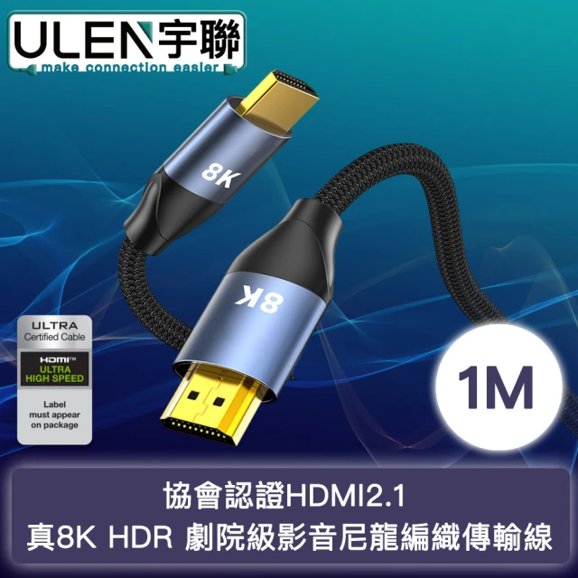 綠聯 8K HDMI2.1傳輸線 2入組(1公尺/金屬殼編織