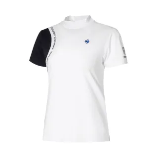 【LE COQ SPORTIF 公雞】高爾夫系列 女款白色簡約不對稱運動高機能短袖棉衫 QLT2J211