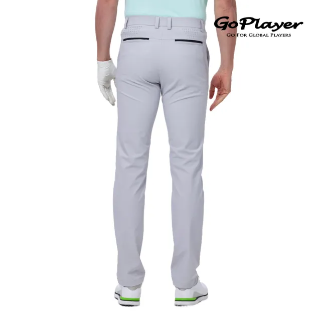 【GoPlayer】斷碼出清 男超彈性冲孔高爾夫長褲-白.黑.淺灰(男高爾夫運動速乾免燙彈力Golf球褲)