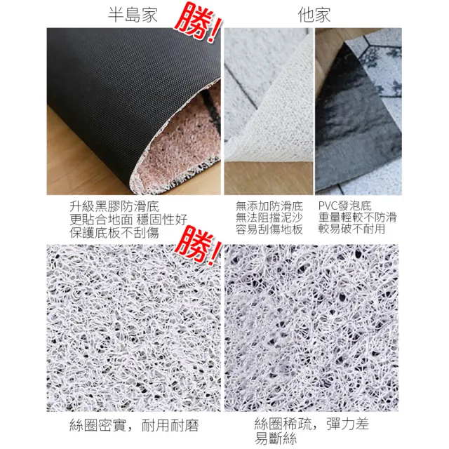 【半島良品】60x90北歐可裁剪刮泥絲圈地墊(INS 清新 刮泥 除沙 防水 貓沙墊)