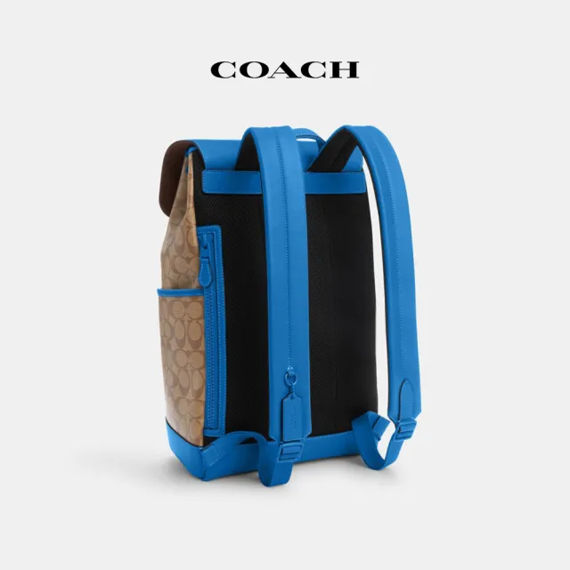 【COACH蔻馳官方直營】TRACK撞色經典Logo雙肩包-1J/卡其色/亮藍色(CP019)