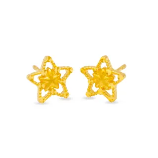 【金瑞利】買金送金珠  9999純金 閃耀的星黃金耳環(0.74錢±3厘)