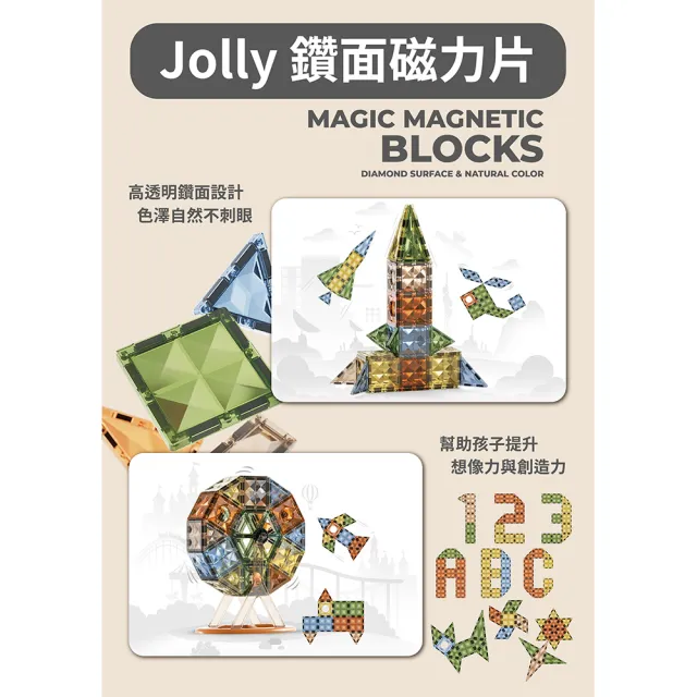 【JOLLY】鑽面磁力片 55片(磁力片 益智積木 腦力開發)