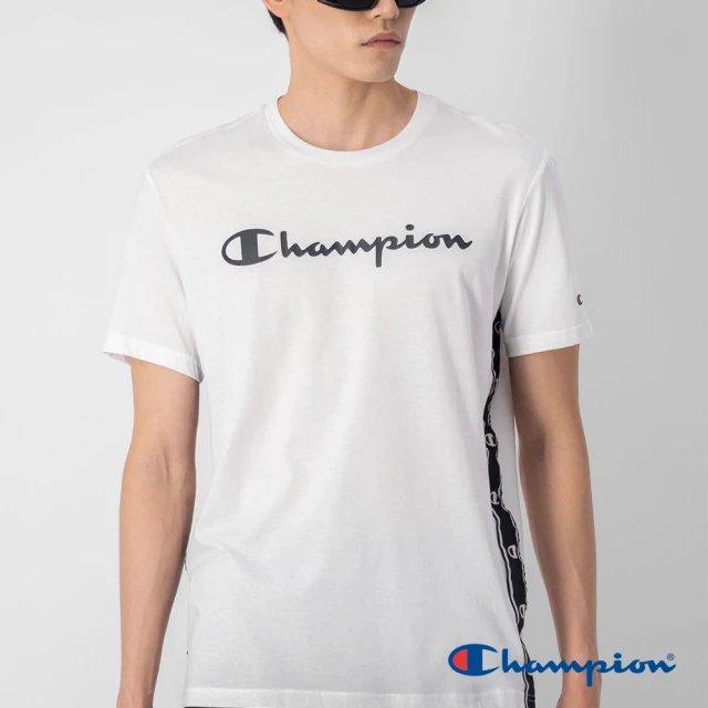 Champion 官方直營-純棉織帶LOGO印花短袖TEE-男(白色)