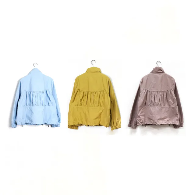 【CUMAR】短版休閒夾克長袖外套(藍 黃/魅力商品)