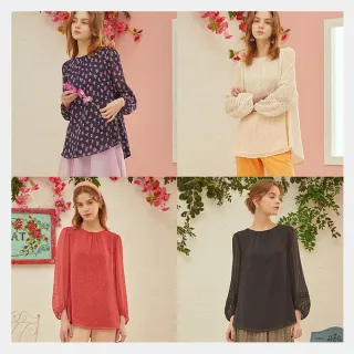 斷碼福利AILENE水玉芙蓉雪紡上衣4件(U)