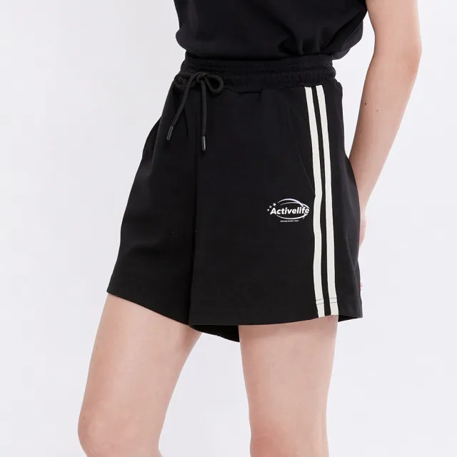 【Hang Ten】女裝-韓國同步款-RELAXED FIT側邊撞色織條運動針織短褲(多色選)
