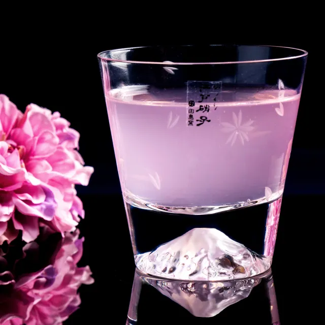 【田島硝子】日本職人手工吹製  富士山杯 櫻花限量款 威士忌杯 隨飲料變色 酒杯(TG16-015-RS)