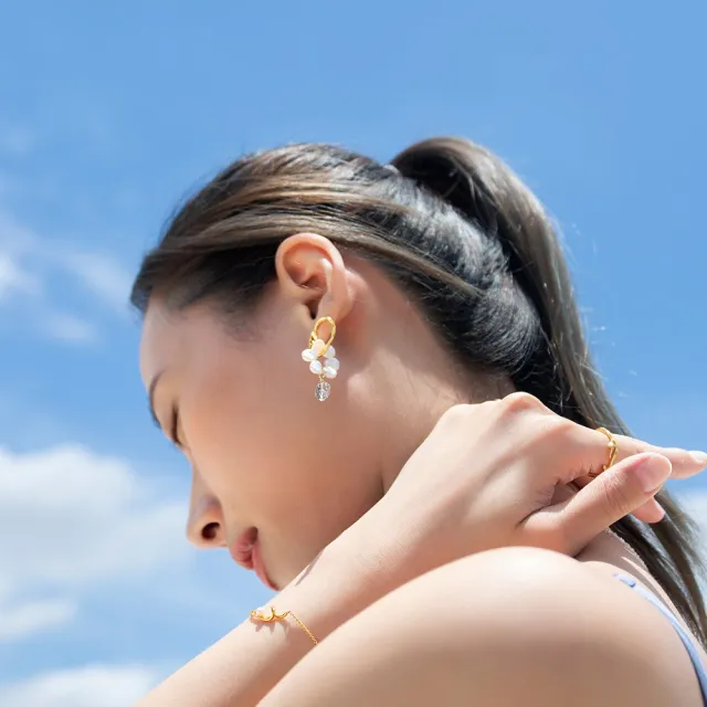 【Olivia Yao Jewellery】天然珍珠  赫基蒙水晶 金色浪花耳環(RIPPLE Collection)