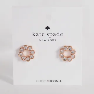 【KATE SPADE】花圈內鑲水鑽耳環(玫瑰金色)