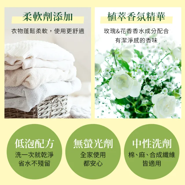 【LION 獅王】香氛柔軟濃縮洗衣精-抗菌白玫瑰 4入組(850gx4)