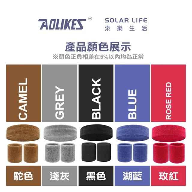 【AOLIKES 奧力克斯】素色吸汗毛巾運動護腕2入(毛巾護腕 彈力運動 吸汗防護腕帶 透氣棉質腕帶)