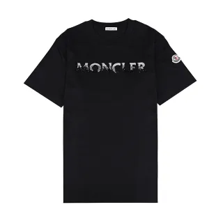 【MONCLER】MONCLER 亮片黑LOGO純棉短袖T恤(女款/黑)