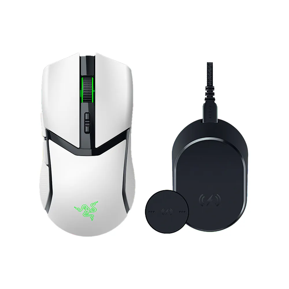 【Razer 雷蛇】無線充電座超值組★Cobra Pro 眼鏡蛇 Pro 輕量化三模無線滑鼠-白色+Mouse Dock Pro