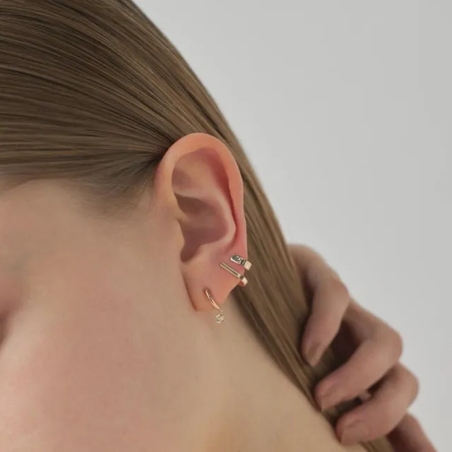 【ete】K10YG Simplify 極簡鑽石Ｃ型夾式耳環(金色)