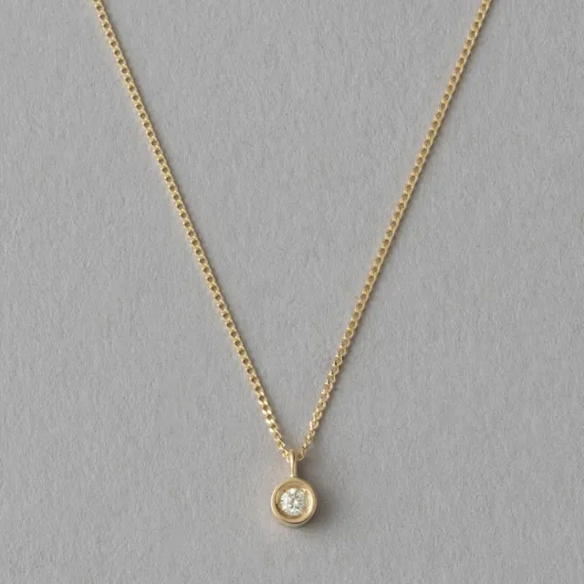 【ete】K10YG Simplify 極簡單鑽包鑲鑽石項鍊(金色)