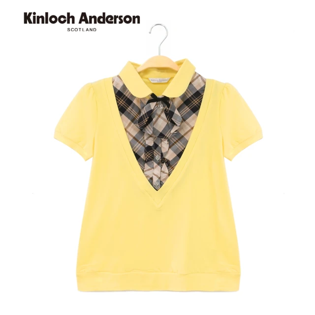 Kinloch Anderson 立領格紋v領短袖上衣 金安德森女裝(KA0485306 黃/藍)