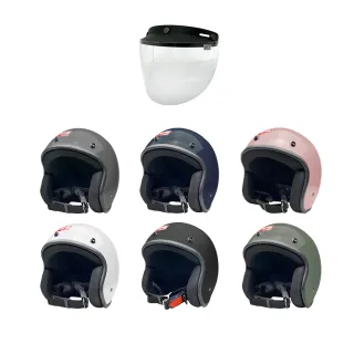 【EVO】黑邊安全帽+透明三扣式鏡片(復古安全帽 半罩安全帽 3/4安全帽 CA310 騎士帽)