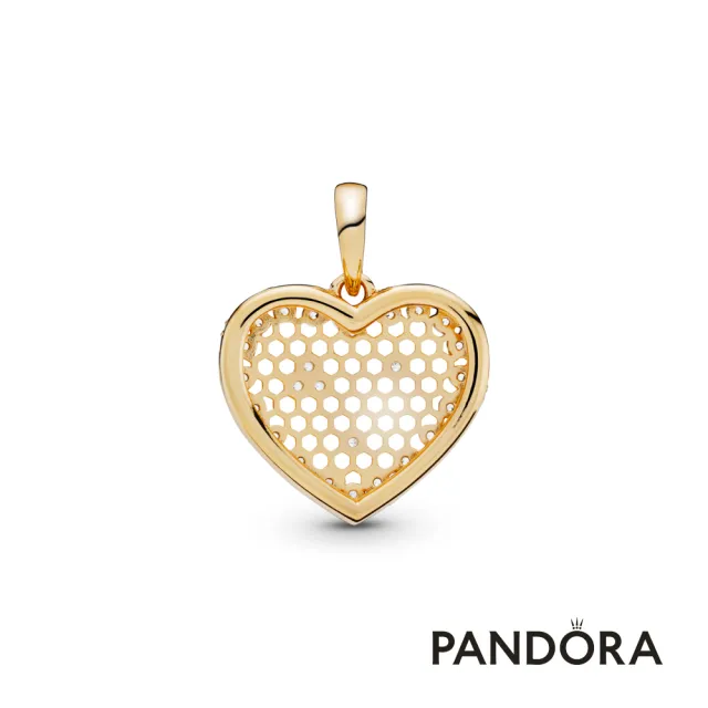 【Pandora 官方直營】鏤空蜂巢心形鋯石吊飾-絕版品