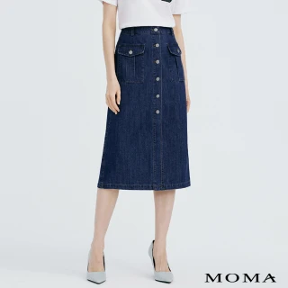 【MOMA】帥氣排釦牛仔裙(藍色)