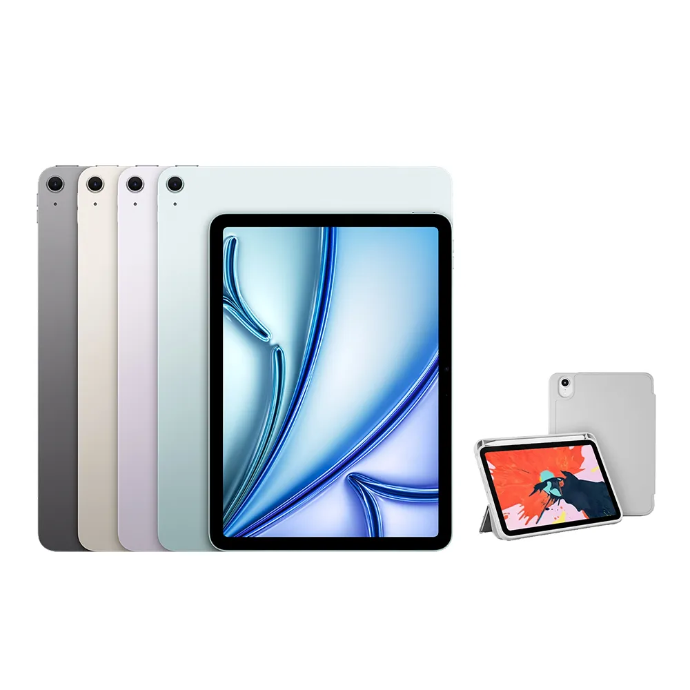 【Apple】2024 iPad Air 11吋/WiFi/128G(三折筆槽殼+鋼化保貼組)