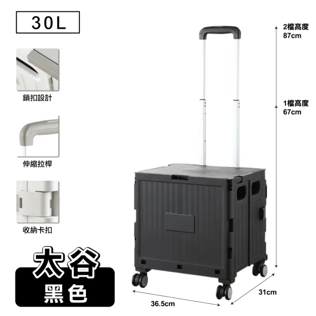 【ONE HOUSE】太谷4輪輕量折疊收納車 買菜車 購物車-30L(2入)