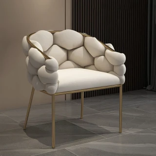 【SongSH】北歐絨布泡泡椅蜂巢沙發椅舒適化妝凳梳妝椅家用休閒椅子(沙發椅/梳妝凳/化妝椅/休閒椅)