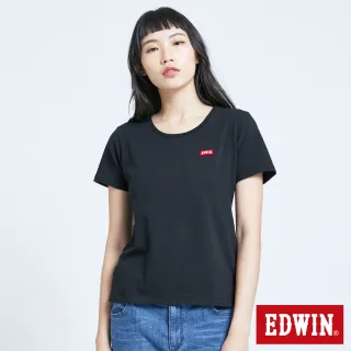 【EDWIN】女裝 第七代基本LOGO短袖T恤(黑色)