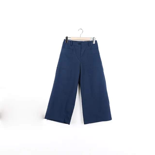 【CUMAR】大口袋休閒長寬褲(藍 卡)
