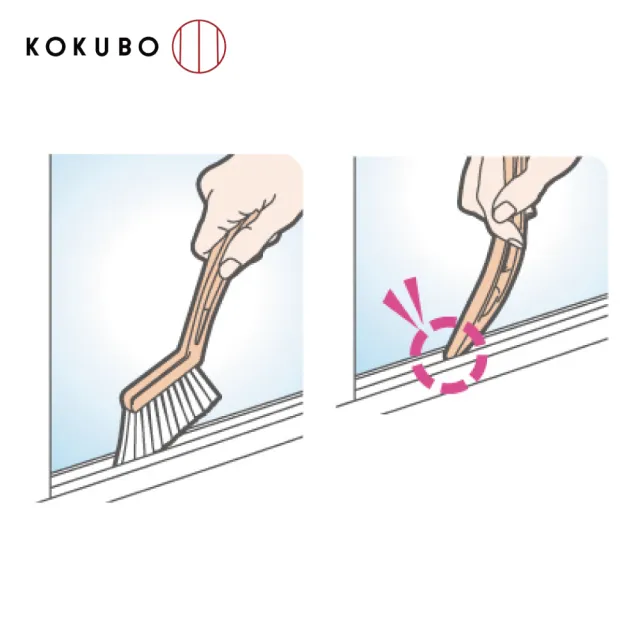 【KOKUBO】日本製窗框隙縫清潔刷 三色隨機出貨(用於難以清潔的窗戶凹槽)