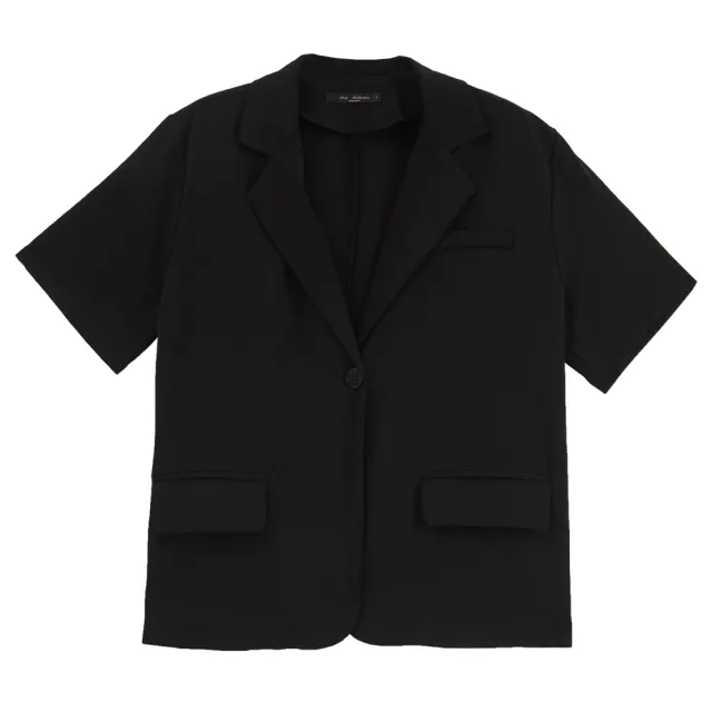 【Queenshop】女裝 短袖 古巴領造型短袖西裝外套-黑 現+預 02030530