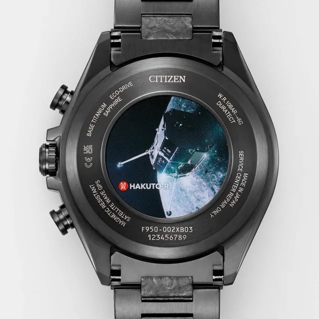【CITIZEN 星辰】HAKUTO-R韋禮安廣告款 闇月 鈦GPS衛星對時光動計時手錶 送行動電源(CC4065-61Y)