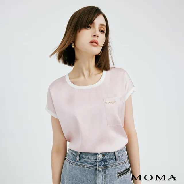 【MOMA】簡約緞面羅紋上衣(兩色)