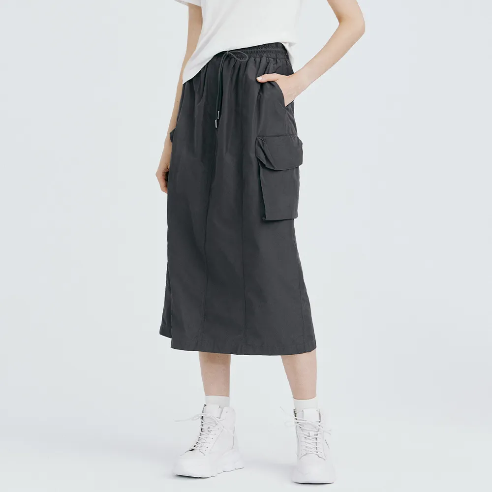 【MOMA】率性工裝風長裙(深灰色)