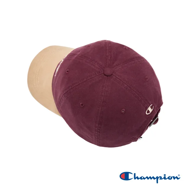 【Champion】官方直營-刺繡LOGO拚色棒球帽(深紅淺褐色)