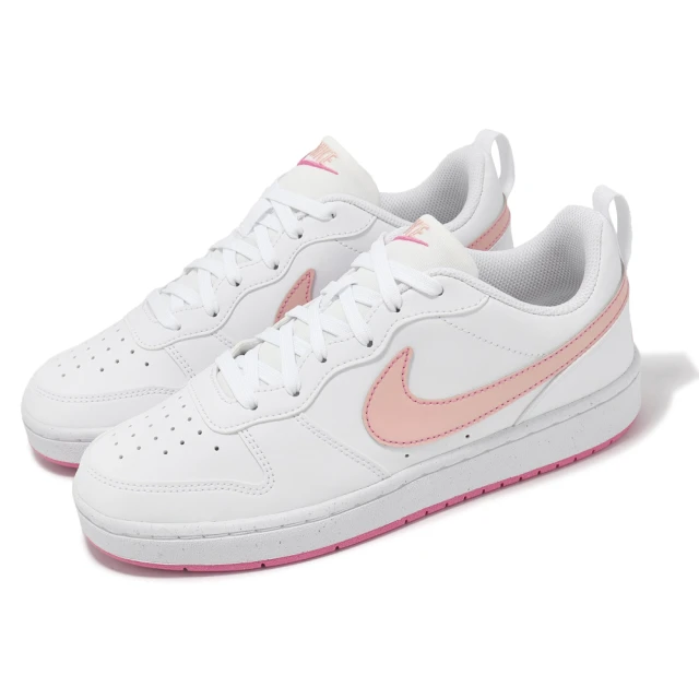 NIKE 耐吉 休閒鞋 Court Borough Low Recraft GS 大童 女鞋 白 粉 皮革 低筒(DV5456-111)