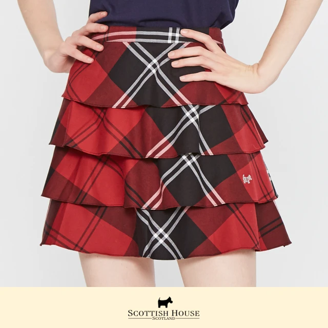 SCOTTISH HOUSE 紅黑格 香味 四層 斜格 蛋糕 短裙 CFT12118