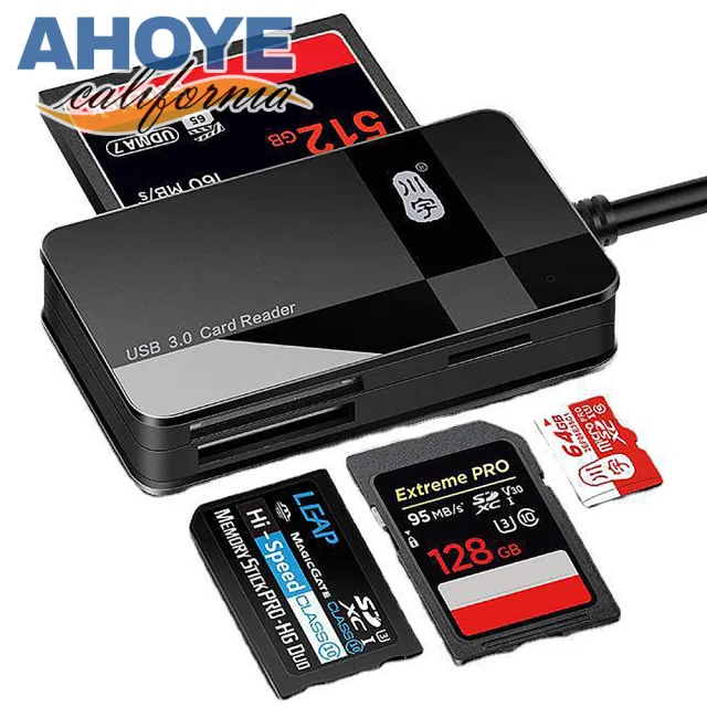 【AHOYE】USB3.0 MicroSD/SD/CF/MS讀卡器(集線器 讀卡機 轉接器)